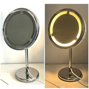 Baci Remcraft Chrome Lighted 10 Inch Diameter Make Up Mirror Vtg Made USA